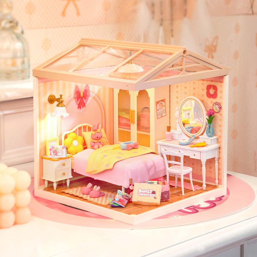 Rolife Lovely Pink Bedroom Super Creator Miniature House DW016